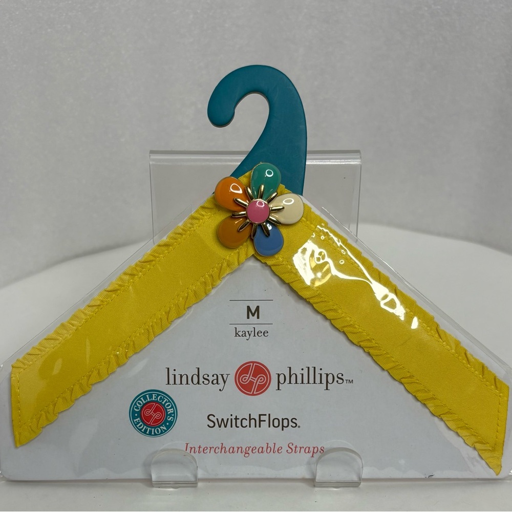 Lindsay Phillips Kaylee Yellow Strap with Colorful Flower Size M Fits 7-8 Sandal